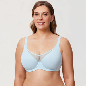 Front view of cream underwired padded bra with smooth full-coverage cups - MissFine