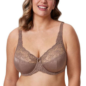 Back view of full cup plus size bra with wide band and back closure for support - MissFine