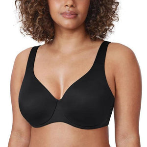 Side angle of black plus size underwired bra showing adjustable straps - MissFine