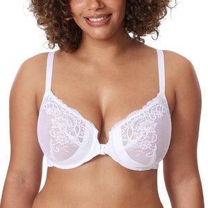 Side angle showing plunge neckline and underwire support on red seamless bra with support design - MissFine