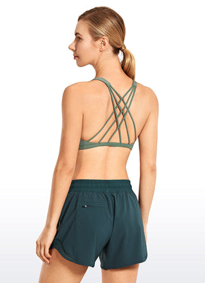 Strappy Sports Bra - Six Strap Design, Low Cut - Lime Green