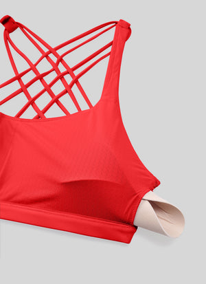 Strappy Low Cut Sports Bra - Eight Straps, Low Neckline