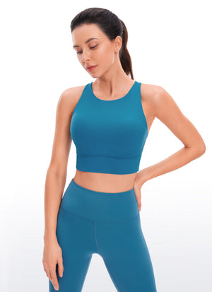 High Neck Sports Bra - Strappy Back, Full Coverage