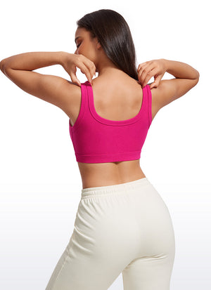 Ribbed Sports Bra - Textured Fabric, U Back