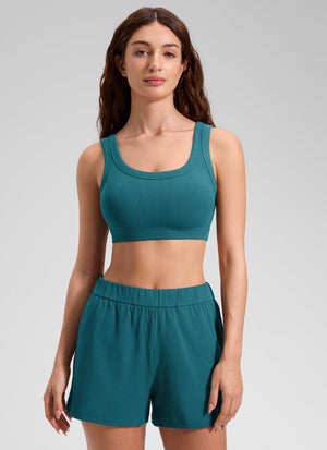Ribbed Sports Bra - Textured Fabric, U Back