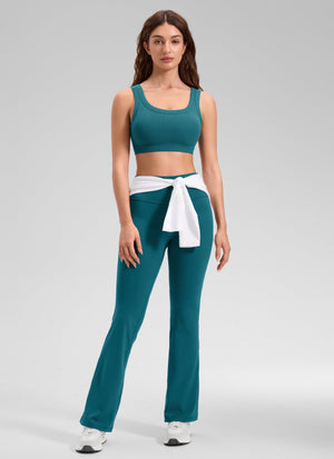 Ribbed Sports Bra - Textured Fabric, U Back