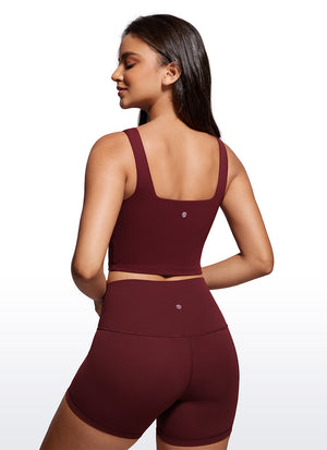 Sports Crop Top Bra - Square Neck, Built-in Support