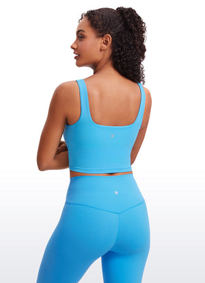Sports Crop Top Bra - Square Neck, Built-in Support