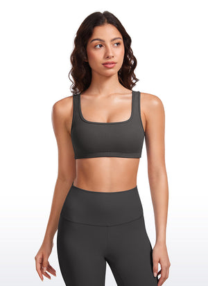 Ribbed Padded Mini Bra - Ribbed Texture, Square Neck, Padded