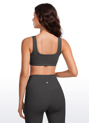 Ribbed Padded Mini Bra - Ribbed Texture, Square Neck, Padded