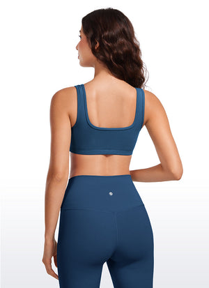 Ribbed Padded Mini Bra - Ribbed Texture, Square Neck, Padded