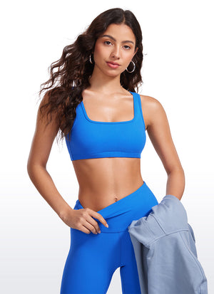 Ribbed Padded Mini Bra - Ribbed Texture, Square Neck, Padded