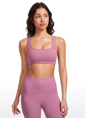 Ribbed Padded Mini Bra - Ribbed Texture, Square Neck, Padded