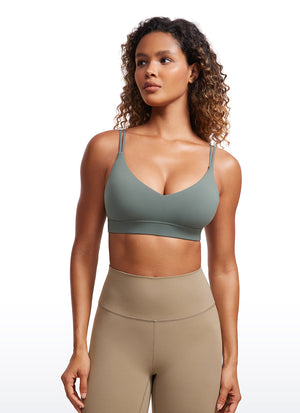 Strappy Back Sports Bra - V Neck, Multiple Straps
