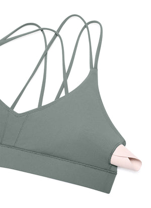 Strappy Back Sports Bra - V Neck, Multiple Straps