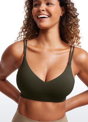 Strappy Back Sports Bra - V Neck, Multiple Straps