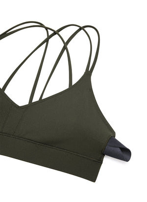 Strappy Back Sports Bra - V Neck, Multiple Straps
