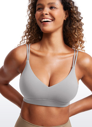 Strappy Back Sports Bra - V Neck, Multiple Straps
