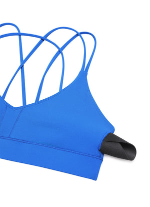 Strappy Back Sports Bra - V Neck, Multiple Straps