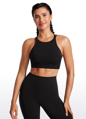 High Neck Longline Sports Bra - Full Coverage, Extended Length