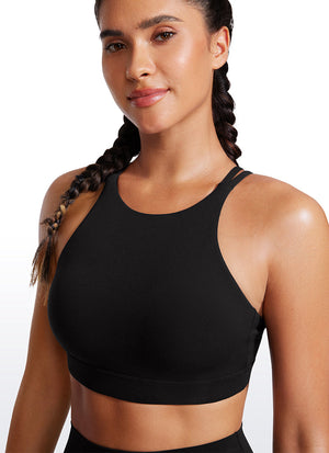 High Neck Longline Sports Bra - Full Coverage, Extended Length