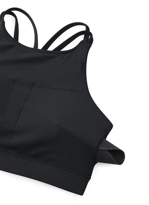 High Neck Longline Sports Bra - Full Coverage, Extended Length