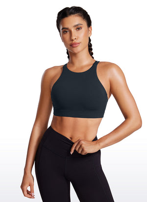 High Neck Longline Sports Bra - Full Coverage, Extended Length