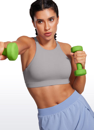 High Neck Longline Sports Bra - Full Coverage, Extended Length