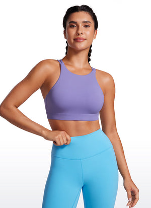 High Neck Longline Sports Bra - Full Coverage, Extended Length