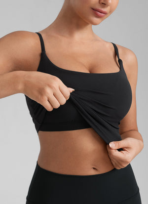 Crop Top Sports Bra - Cropped Tank, Built-in Support