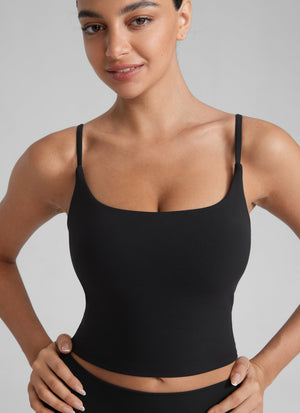 Crop Top Sports Bra - Cropped Tank, Built-in Support