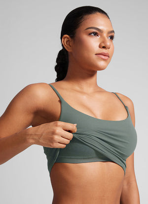 Crop Top Sports Bra - Cropped Tank, Built-in Support