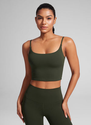 Crop Top Sports Bra - Cropped Tank, Built-in Support