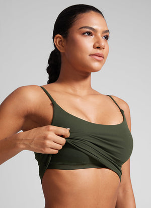 Crop Top Sports Bra - Cropped Tank, Built-in Support