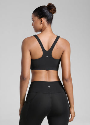 Square Neck Sports Bra - Double Lined, Wide Strap