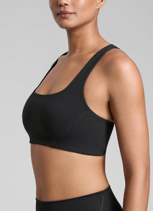 Square Neck Sports Bra - Double Lined, Wide Strap