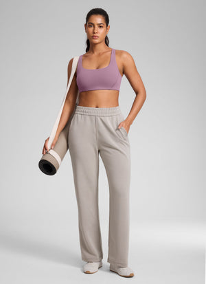Square Neck Sports Bra - Double Lined, Wide Strap