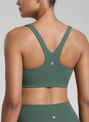 Square Neck Sports Bra - Double Lined, Wide Strap