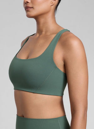 Square Neck Sports Bra - Double Lined, Wide Strap