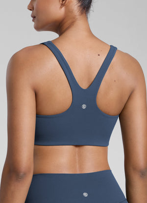 Square Neck Sports Bra - Double Lined, Wide Strap