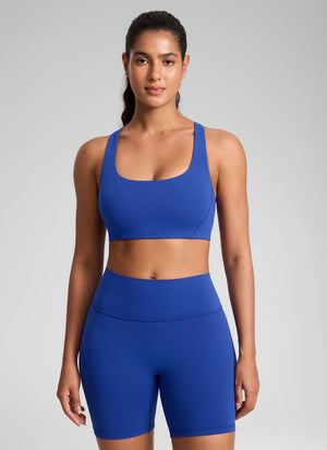 Square Neck Sports Bra - Double Lined, Wide Strap