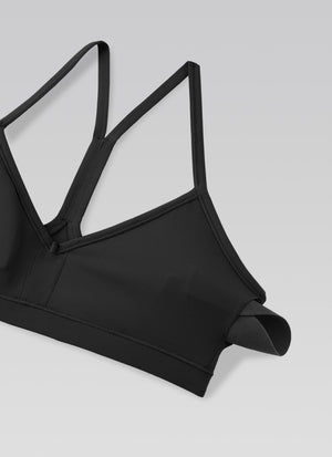 Ruched V Neck Sports Bra - Ruched Front, V Neckline
