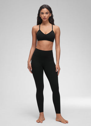 Ruched V Neck Sports Bra - Ruched Front, V Neckline