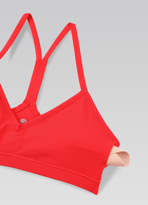 Ruched V Neck Sports Bra - Ruched Front, V Neckline
