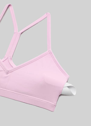 Ruched V Neck Sports Bra - Ruched Front, V Neckline