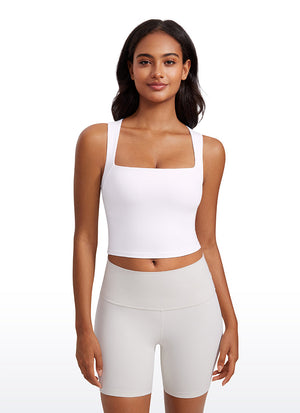 Longline Sports Bra Crop Top - Built-in Bra, Extended Hem