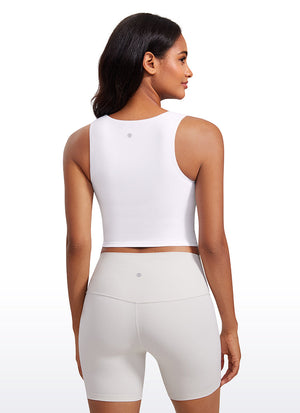 Longline Sports Bra Crop Top - Built-in Bra, Extended Hem