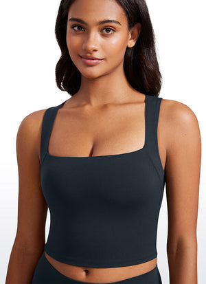 Longline Sports Bra Crop Top - Built-in Bra, Extended Hem