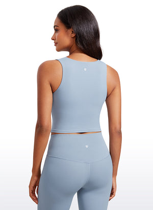Longline Sports Bra Crop Top - Built-in Bra, Extended Hem