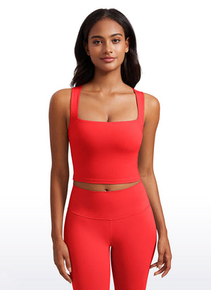 Longline Sports Bra Crop Top - Built-in Bra, Extended Hem